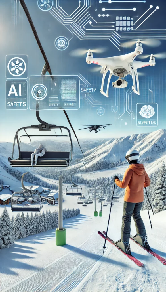 Skigebied wordt efficiënter door artificiële intelligentie (AI) - Visual DALL·E AI